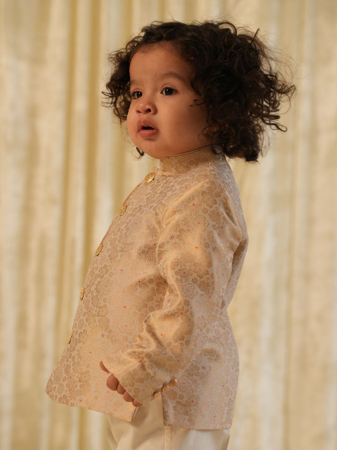 Raja Saheb Bandhgala Set - Cream