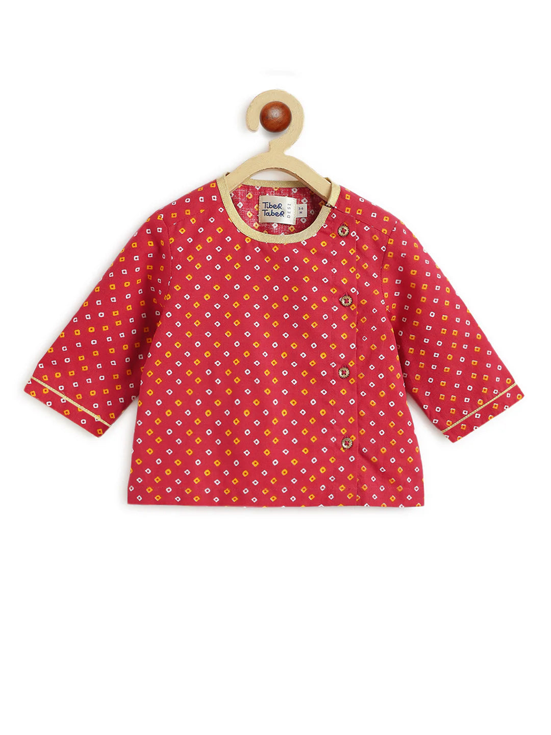 Mini Bandhani Dhoti Set - Red