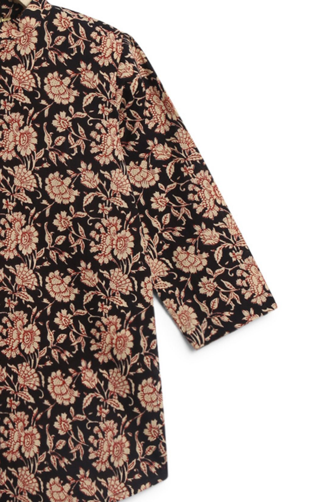 Floral Printed Kurta Set- Black