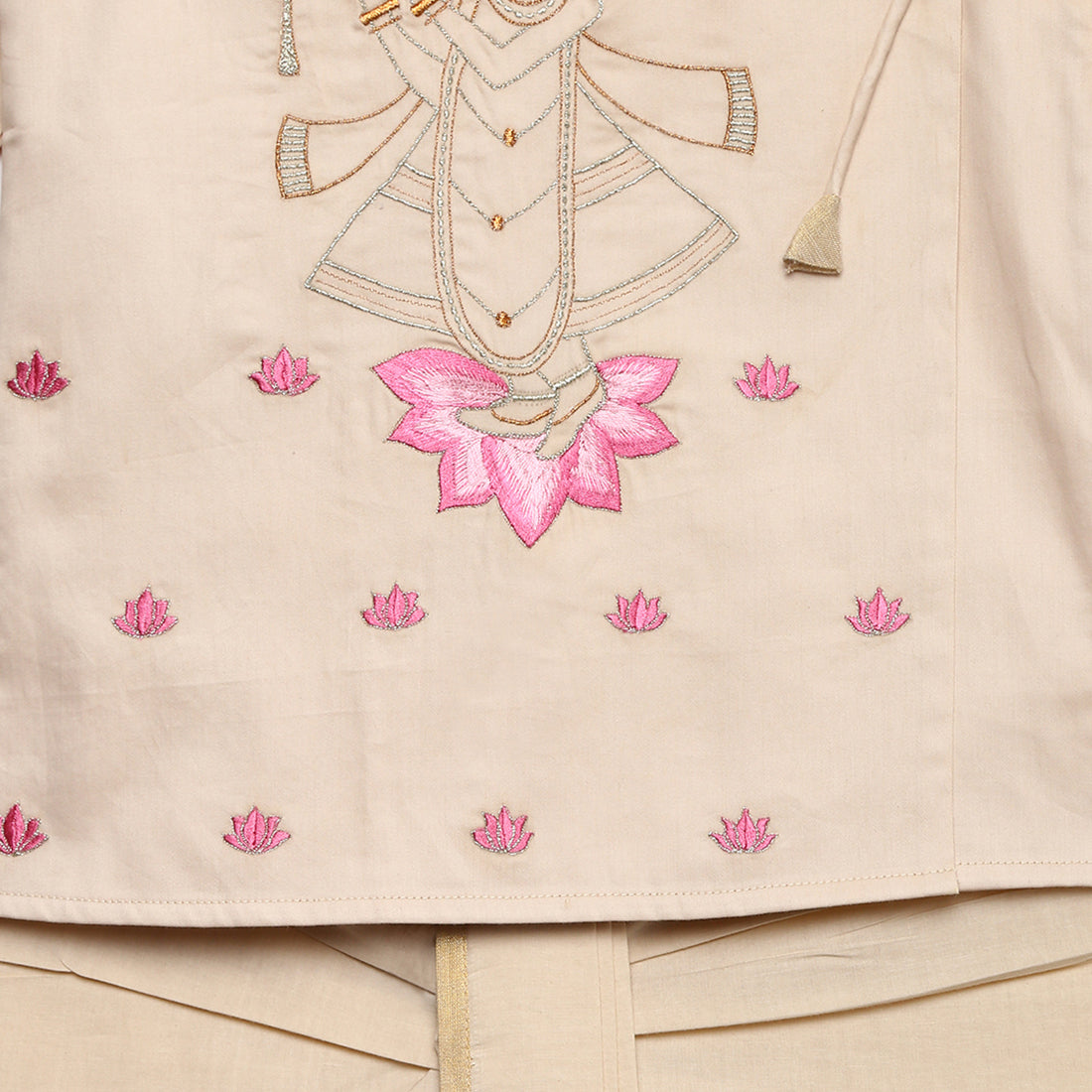 Krishna Murli Dhoti Set - Cream