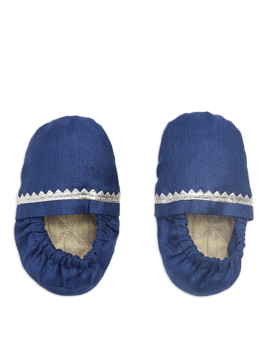 Baby Silk Blue Booties Mittens And Cap Set