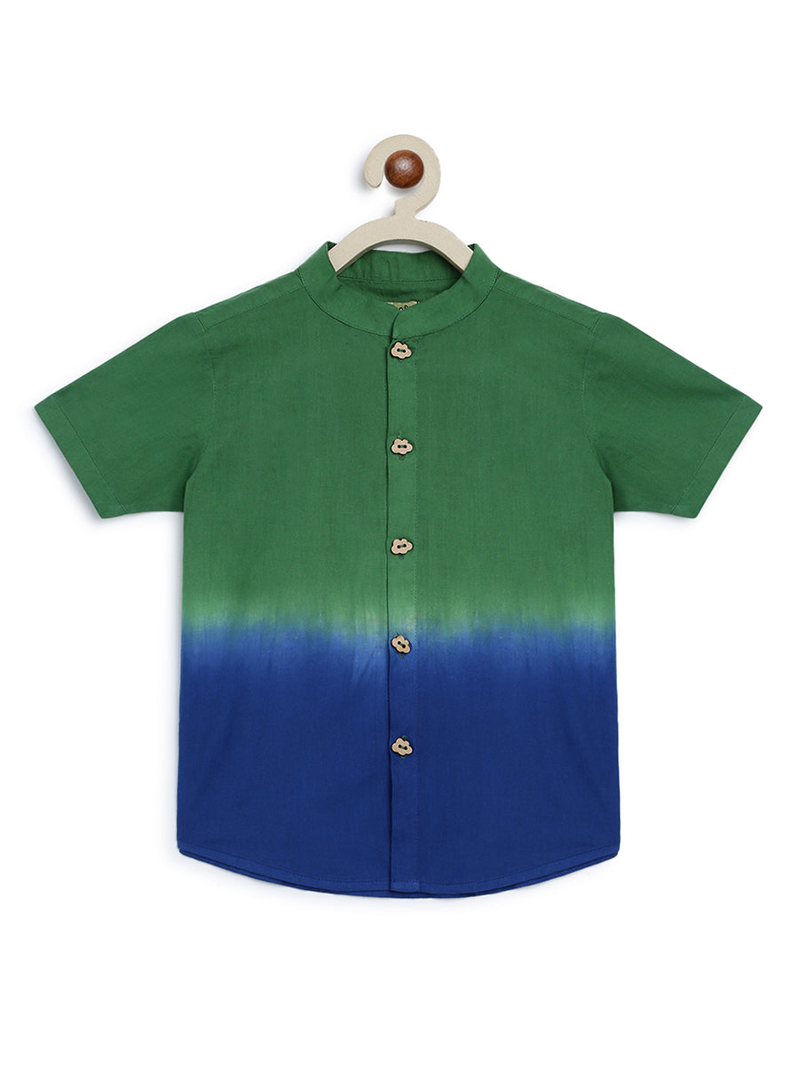 Buy Boys Shirt Green Tie Dye Ombre by Tiber Taber Kids