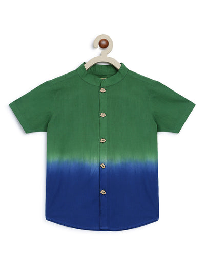 Buy Boys Shirt Green Tie Dye Ombre by Tiber Taber Kids
