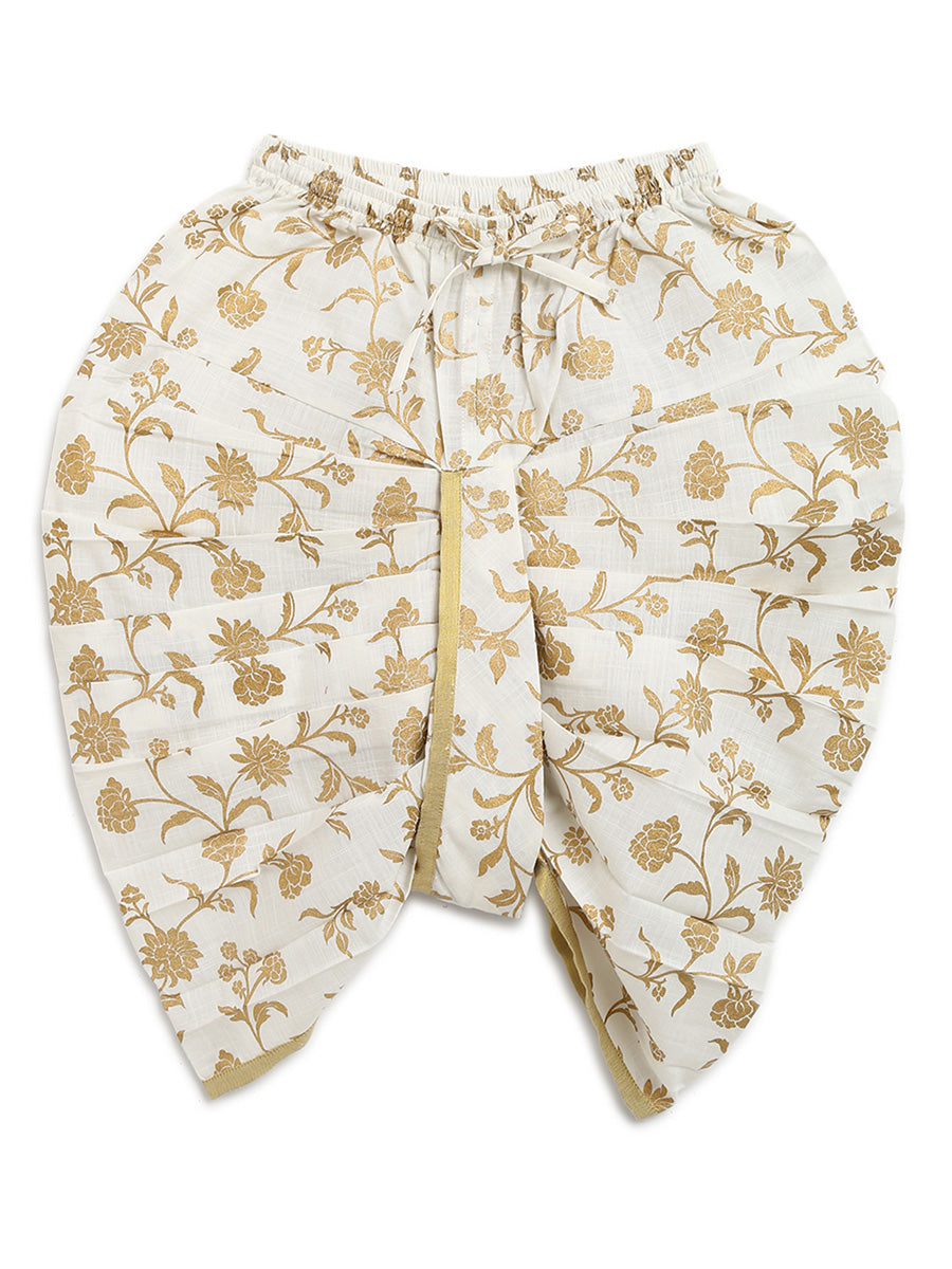 Baby Sadabahar Buti Dhoti Set - White