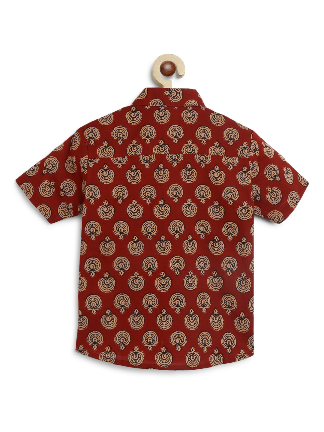 Little Hero Indie Buta Print Cotton Shirt - Brown
