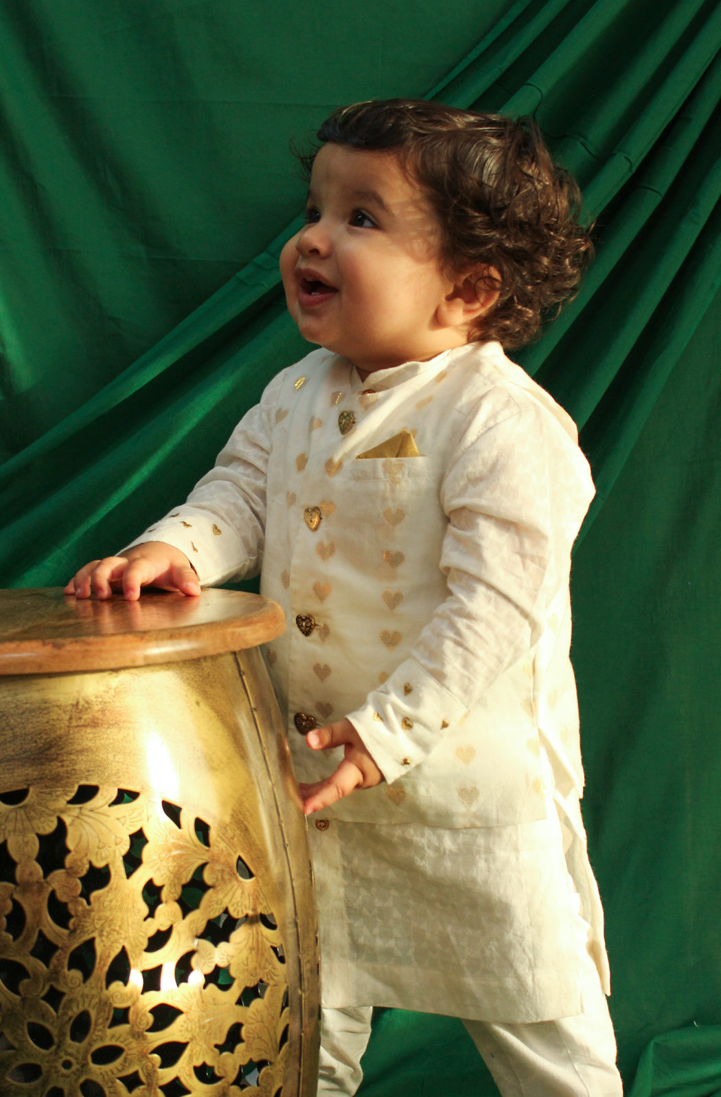 Boy 3 Pc Bundi Set Golden Heart-White