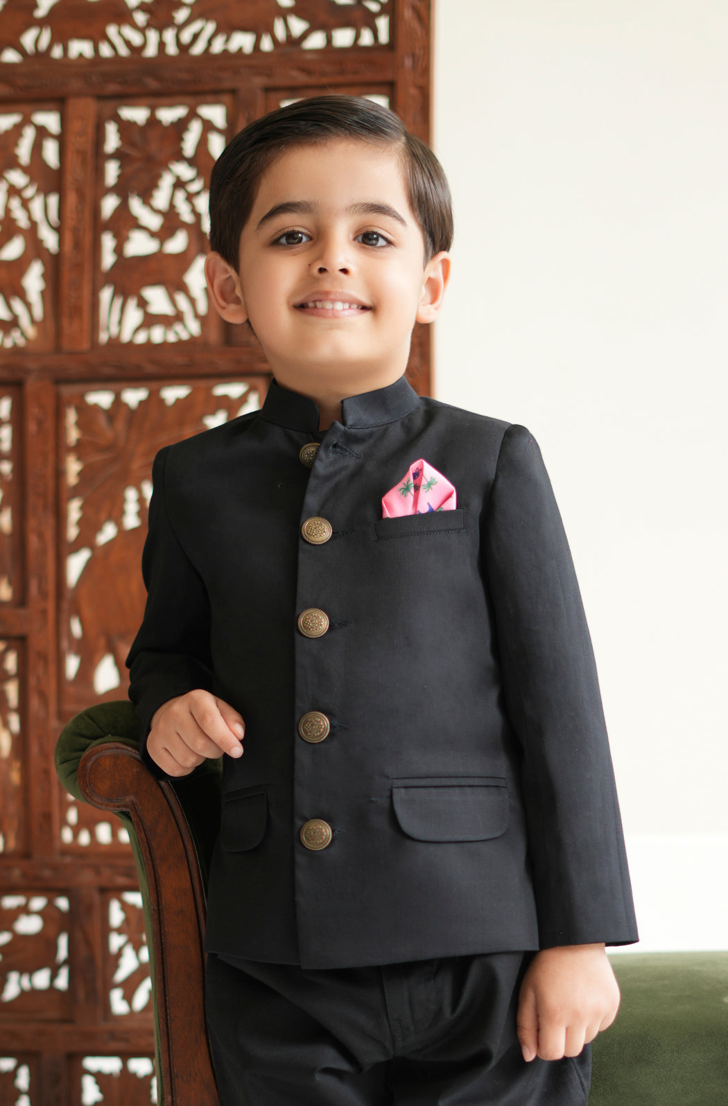 Regal black bandhgala set