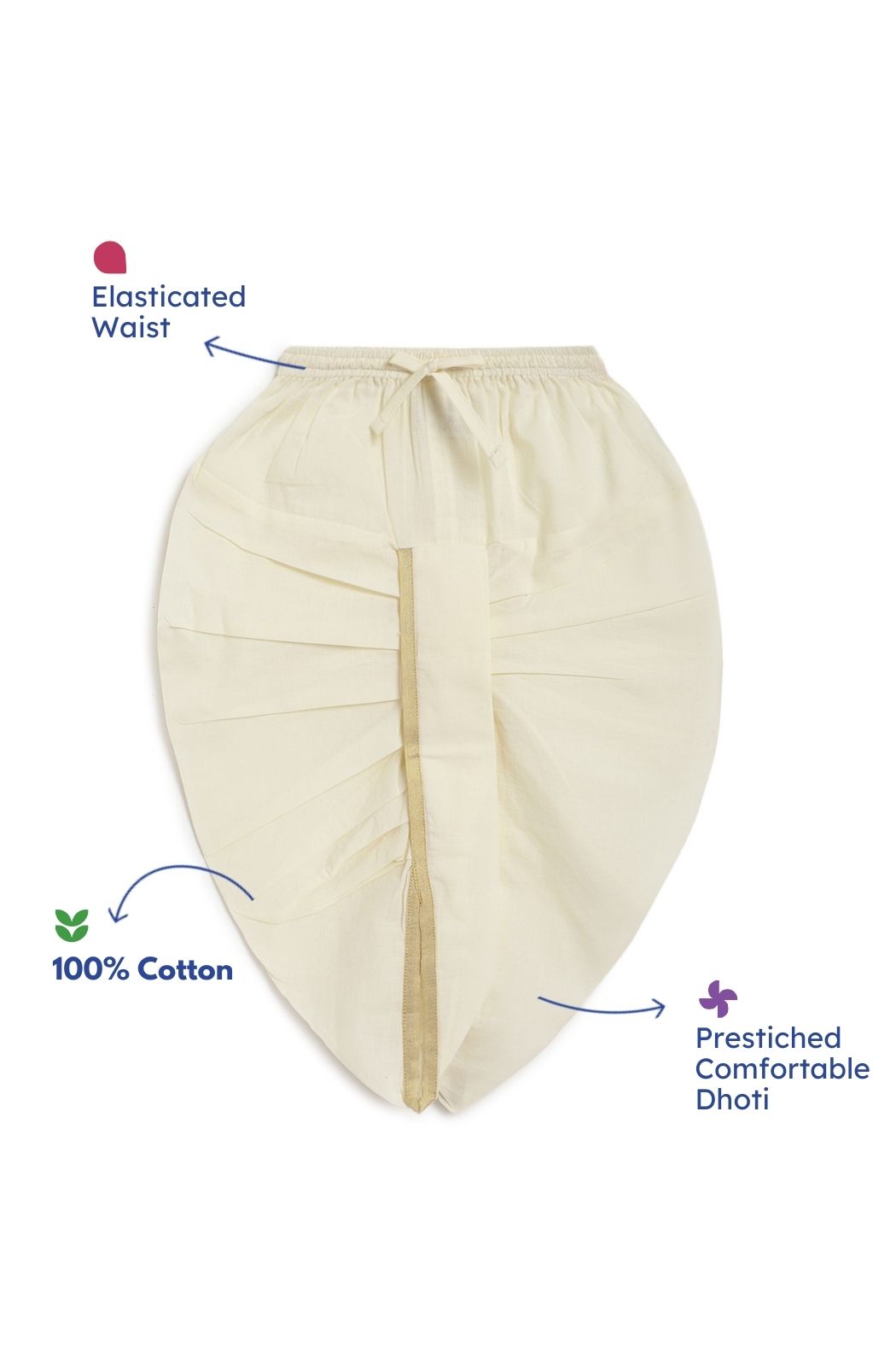 Solid Cambric Dhoti - Cream