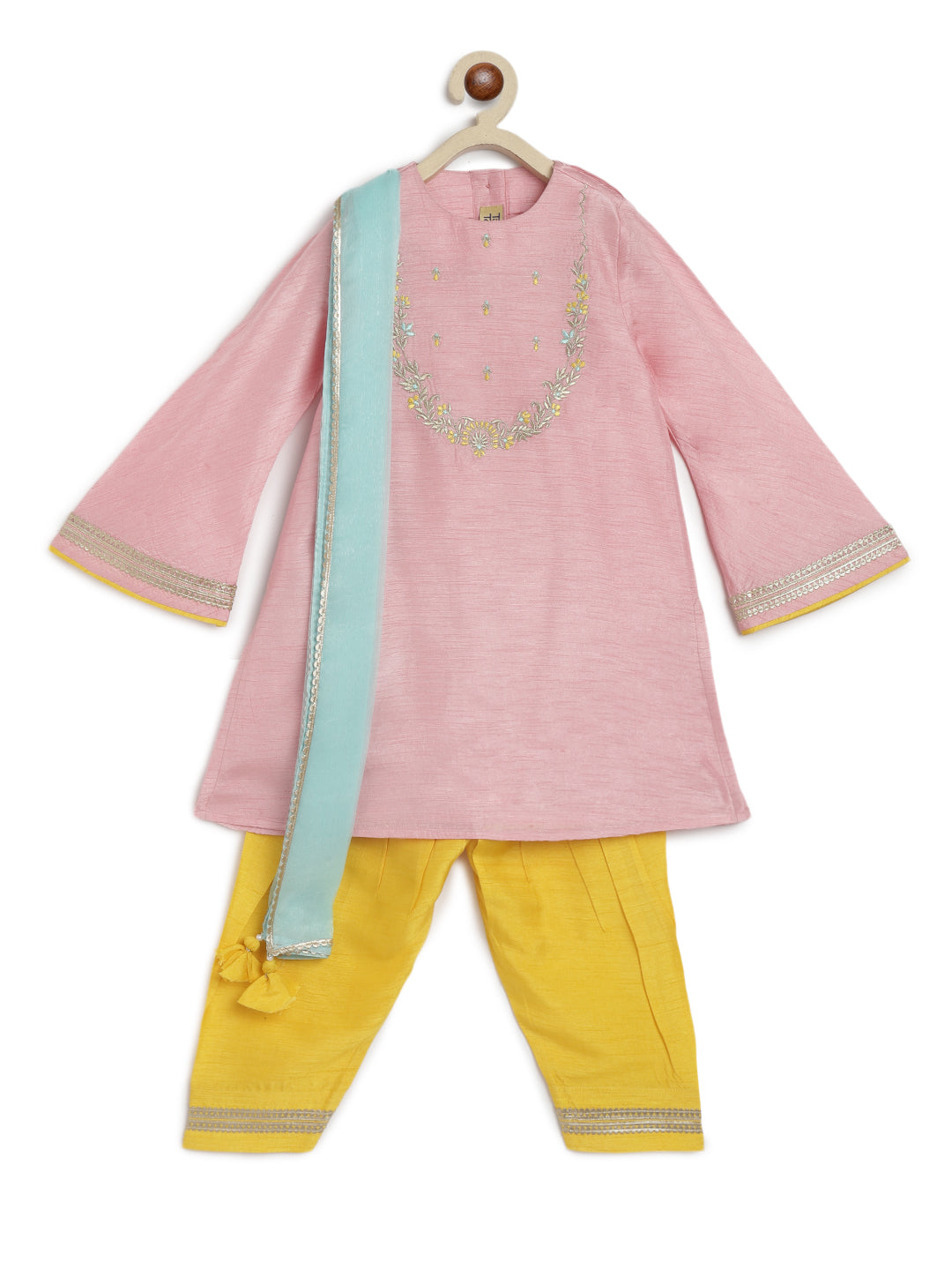Nargis Silk Suit Set for Girls - Pink
