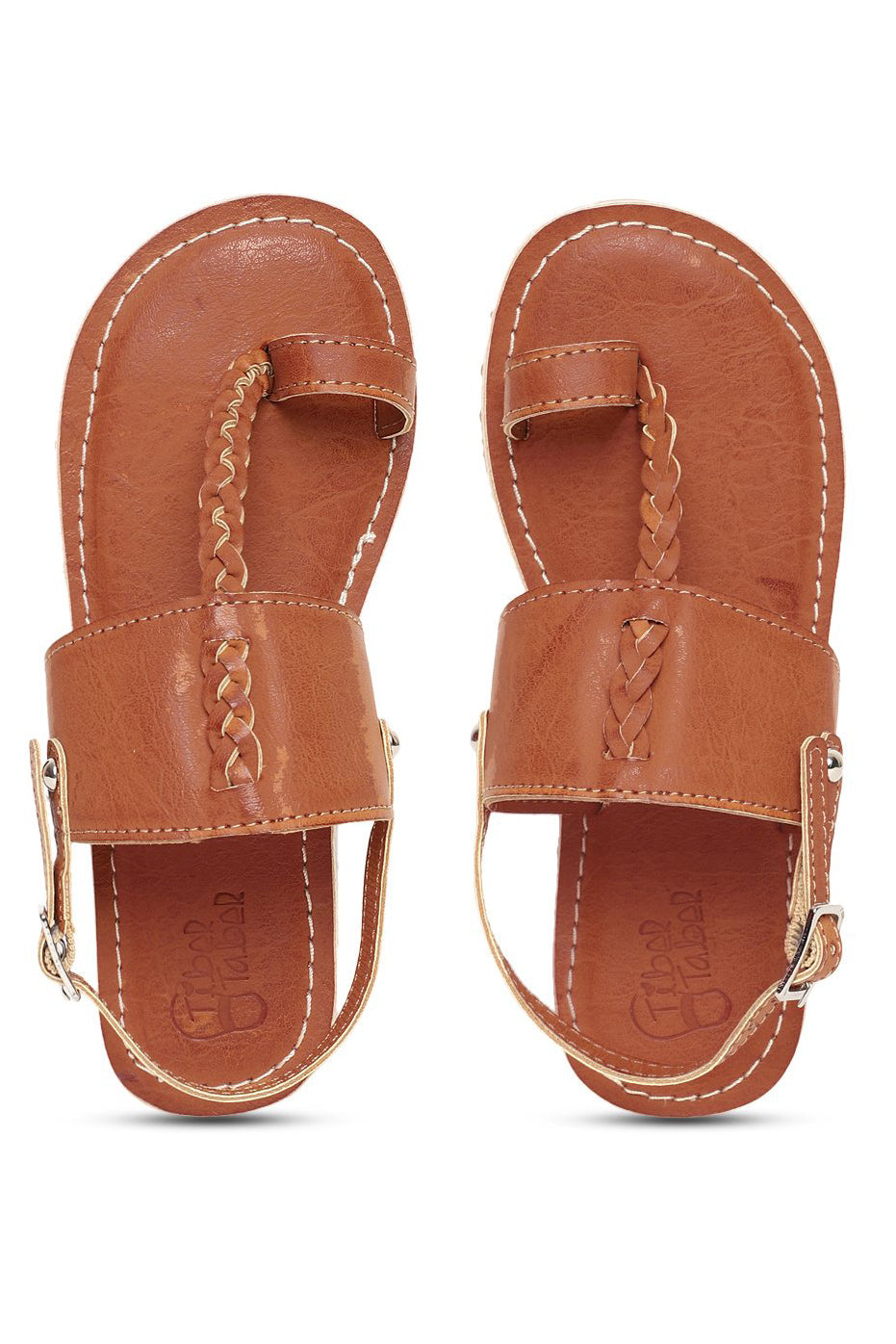 Boy Brown Braid Kohlapuri Sandal - Main Image
