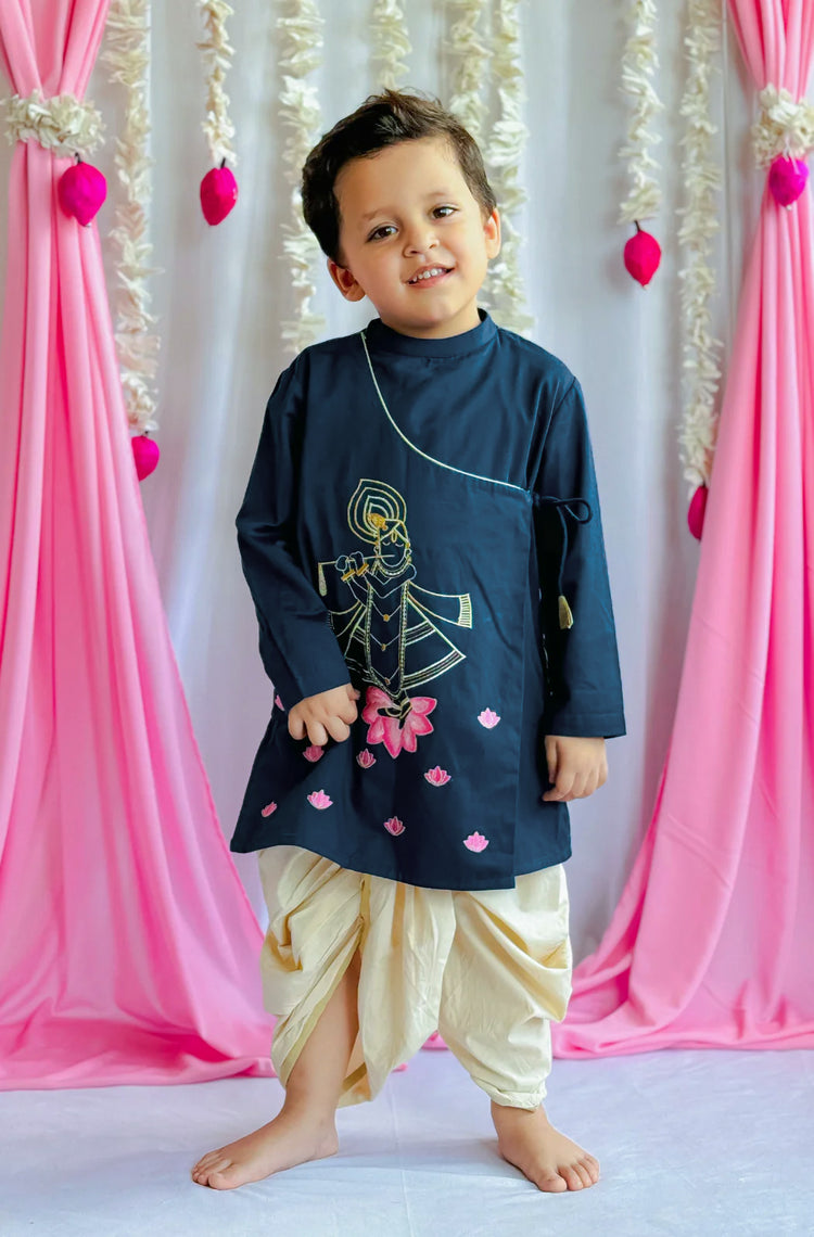 Krishna Murli Dhoti Set Blue - Main Image