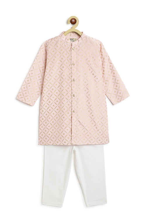 Rajmahal Kurta Set For Boys - Pink