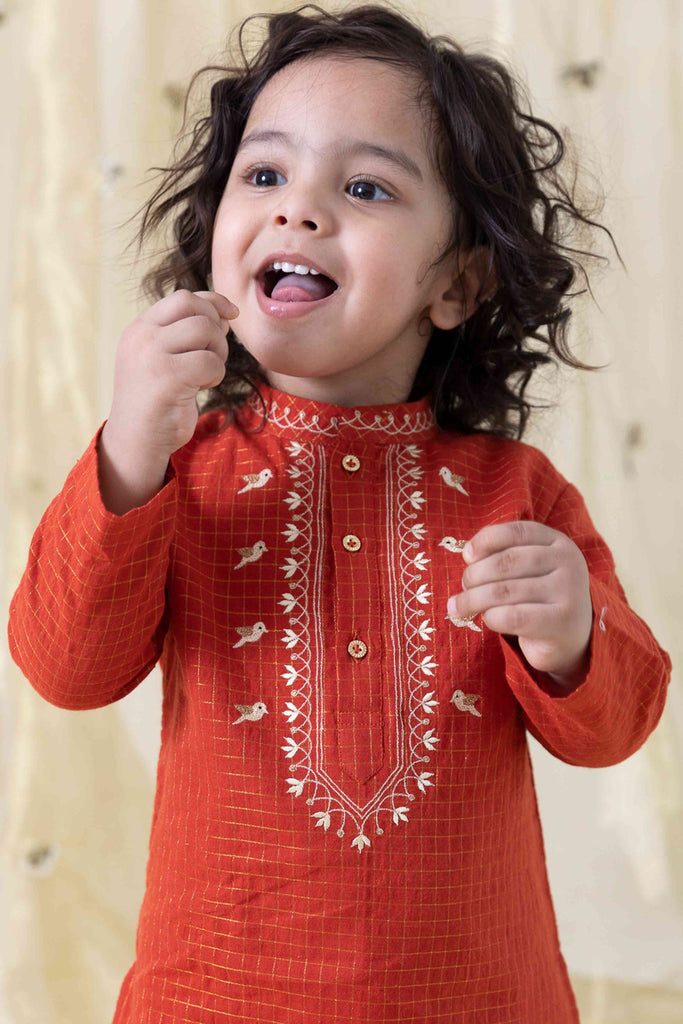 Buy Chidiya Udd Zari Kurta Set - Red