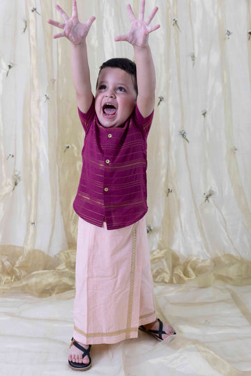 Chhota Rajni Mundu Set - Purple