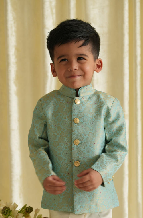 Raja Saheb Bandhgala Set - Blue