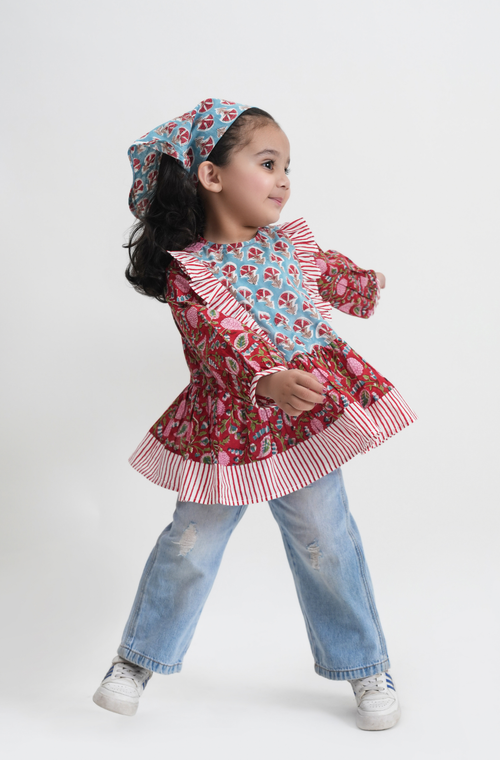 Cherry Red floral Top