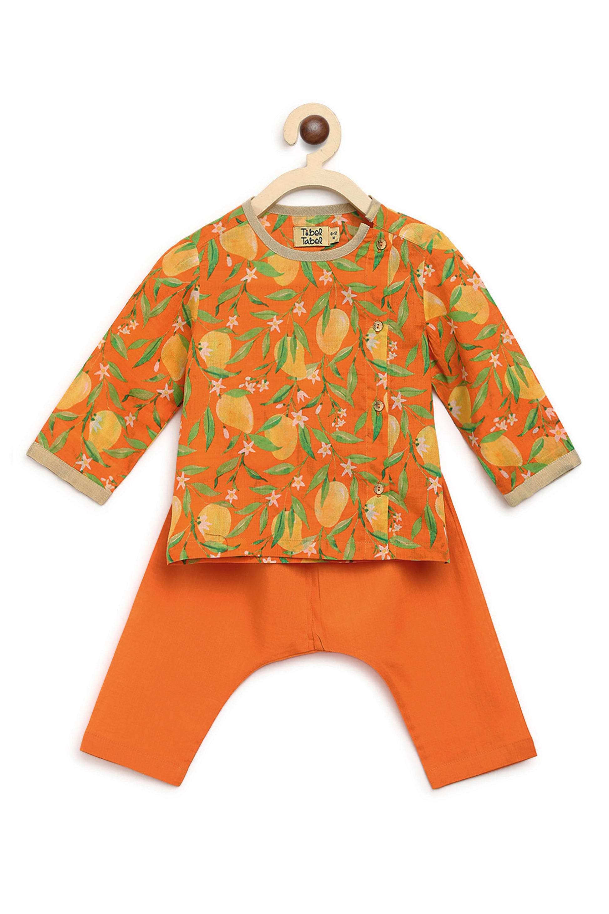 Shop Baby Boy Jhabla Set Printed Mango - Orange by Tiber Taber Kids