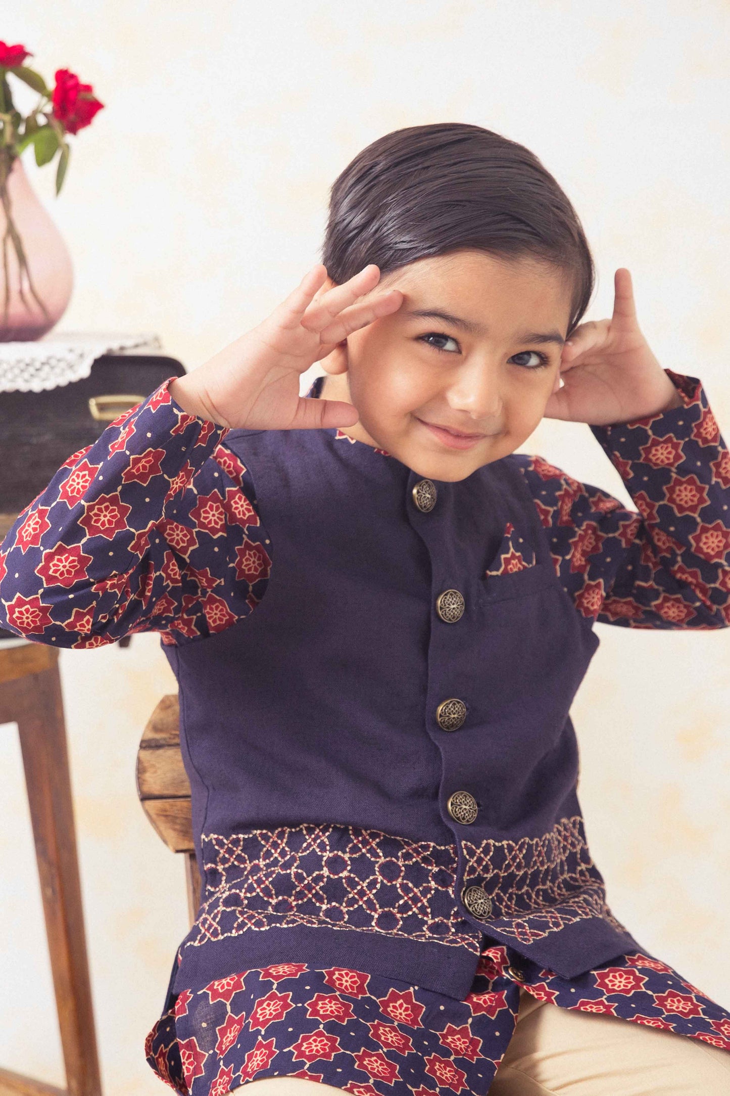 Little Maharaja Boy Bundi Set - Blue