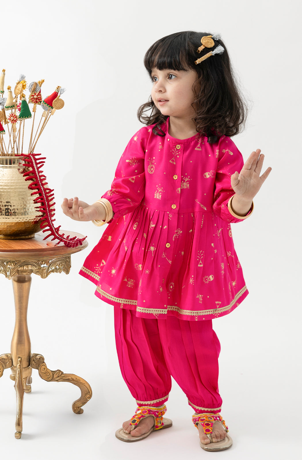 Pataka Baby Girl Angrakha Set - Pink