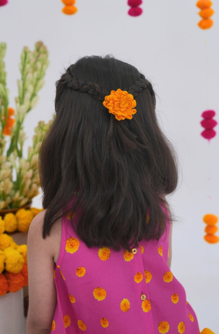 Genda Phool Hair Clip- Yellow