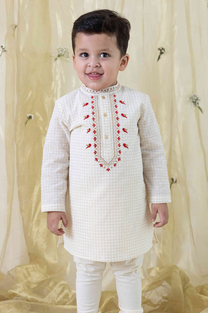 Buy Chidiya Udd Zari Kurta Set - Cream