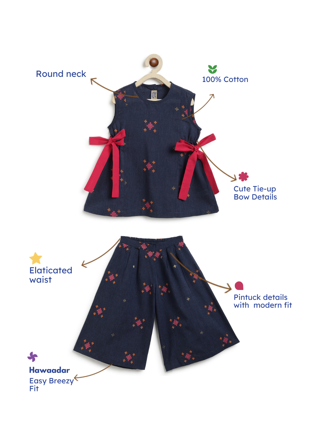 Indie Pop Top Set- Navy