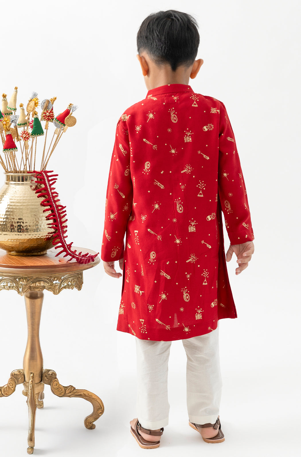 Firecracker Kurta Set Boy - Red