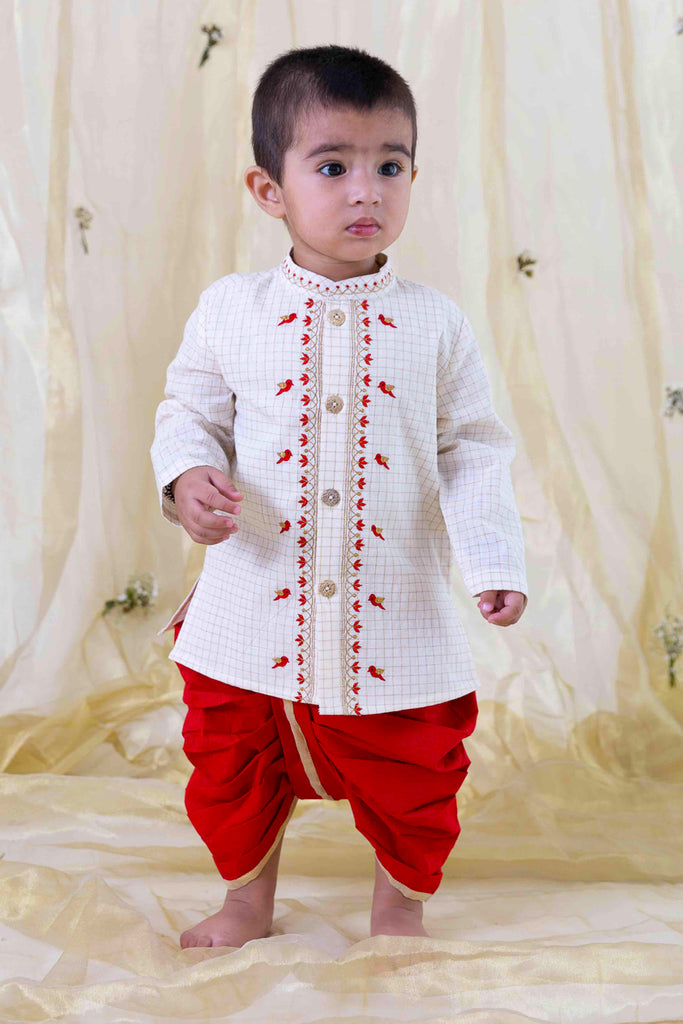 Chidiya Udd Zari Dhoti Set - Cream