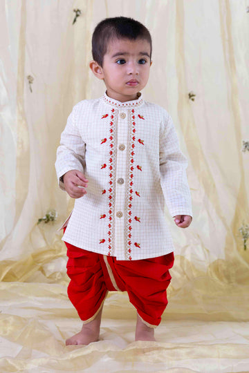 Chidiya Udd Zari Dhoti Set - Cream