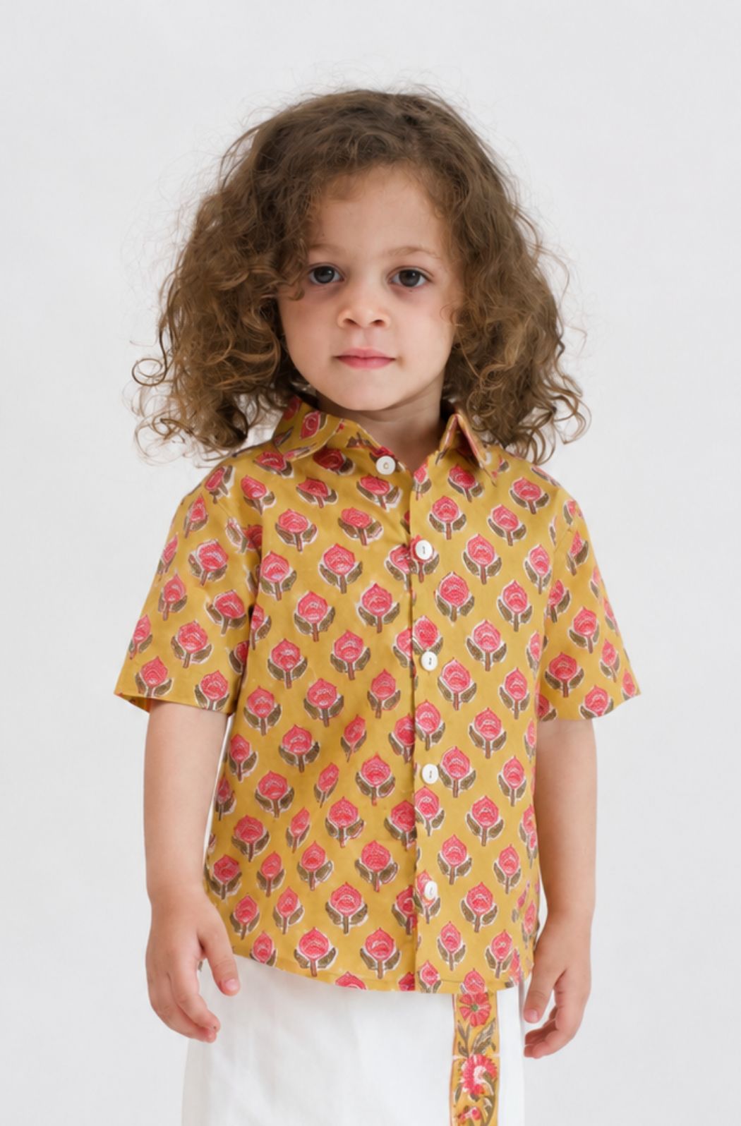 Hand Block Printed Shirt- Yellow