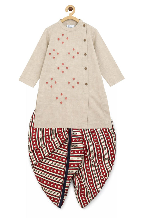 Beige Kurta Dhoti Set