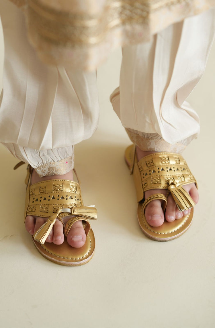 Twirly Toes Kolhapuri Sandals - Golden