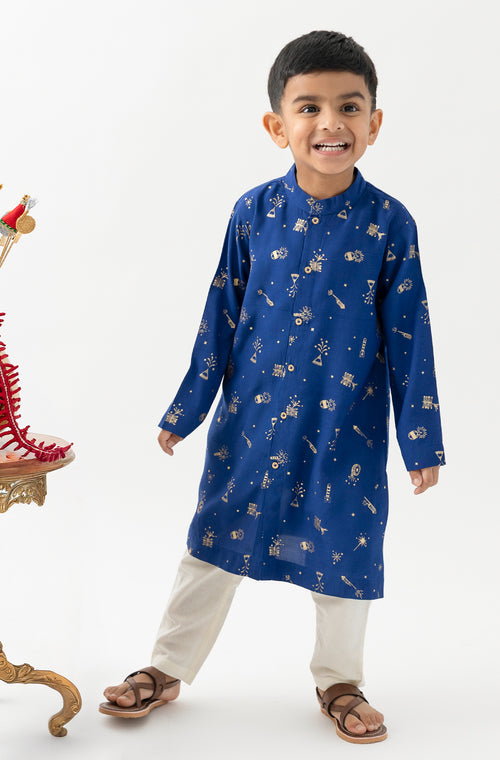 Firecracker Kurta Set Boy - Blue