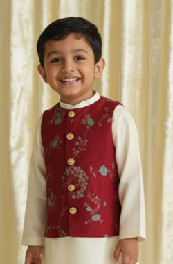 Bagh Bahaar Bundi Jacket - Maroon