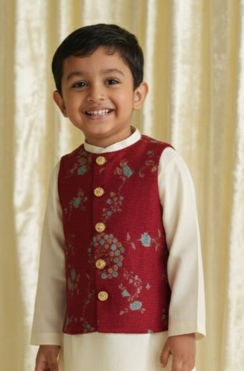 Bagh Bahaar Bundi Jacket - Maroon