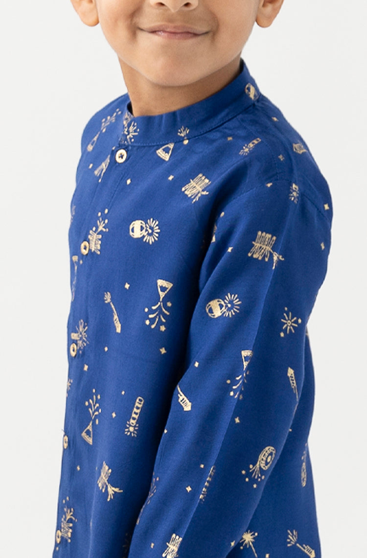 Firecracker Kurta Set Boy - Blue