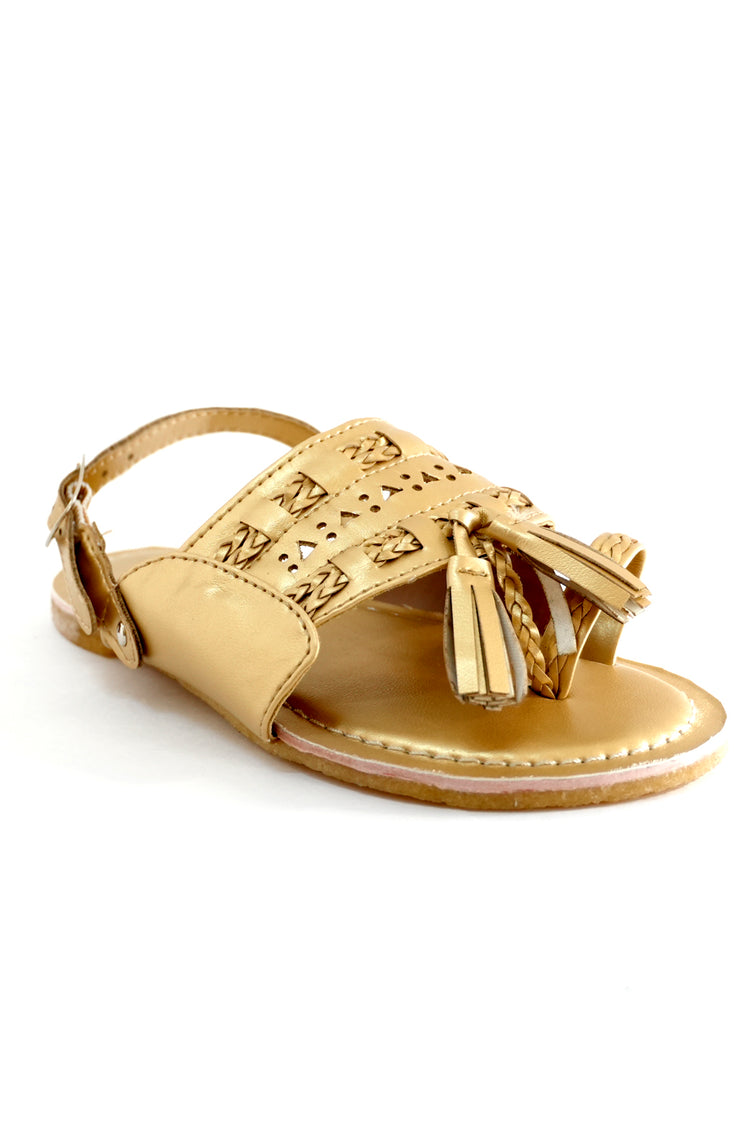 Twirly Toes Kolhapuri Sandals - Golden
