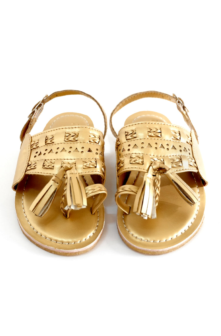 Twirly Toes Kolhapuri Sandals - Golden