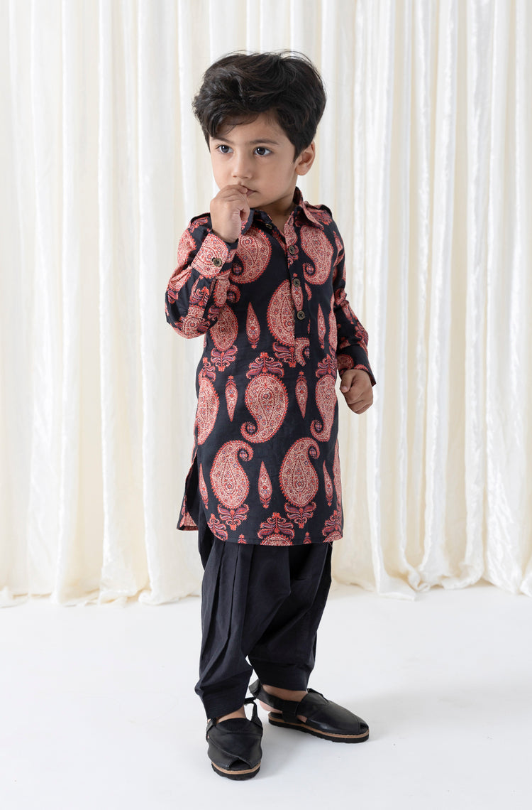 Kashmir Paisley Pathani Kurta Set
