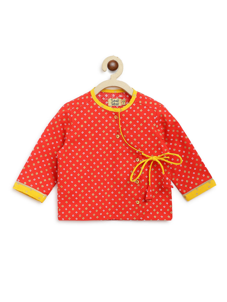 Buy Baby Boy Bandhani Dhoti Kurta Set-Red by Tiber Taber Kids
