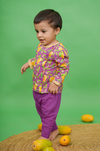 Buy Baby Boy Jhabla Set Printed Mango-Purple by Tiber Taber Kids