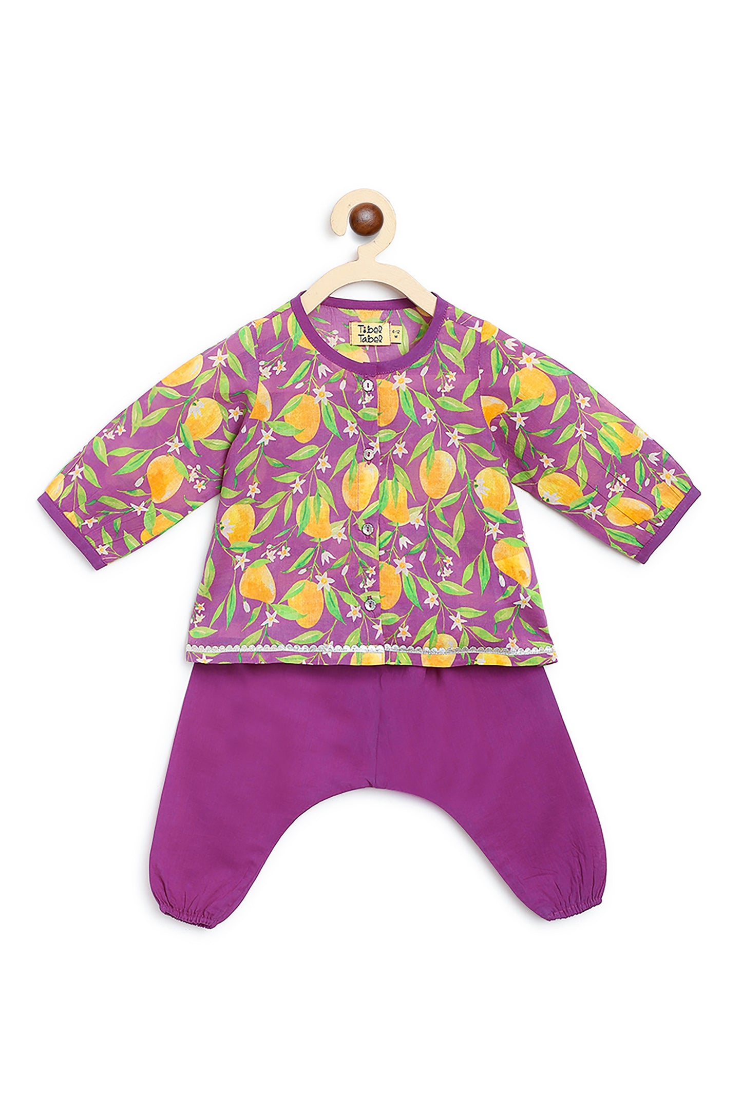 Shop Baby Girl Jhabla Set Printed Mango - Purple by Tiber Taber Kids