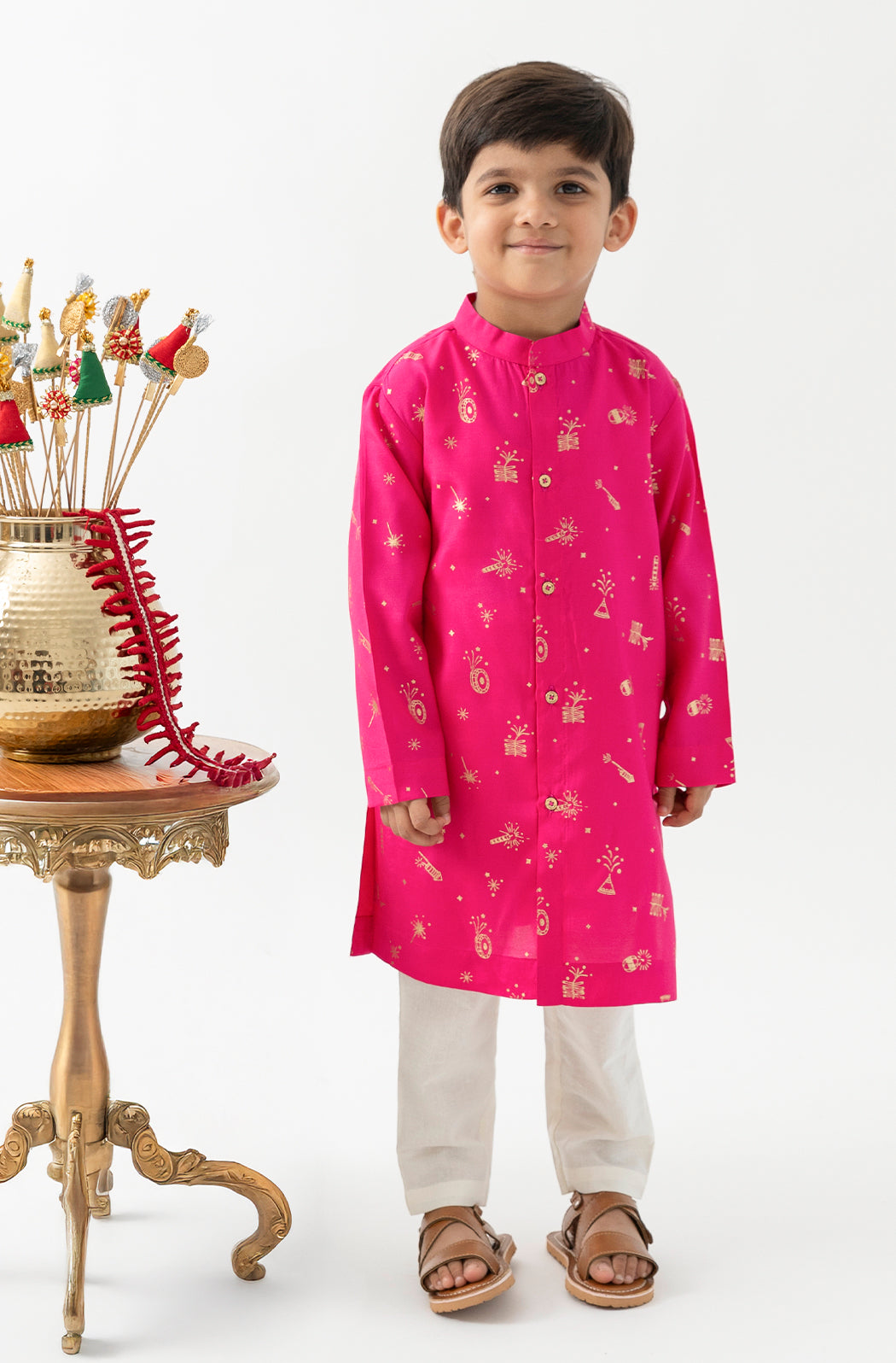 Firecracker Kurta Set Boy - Pink