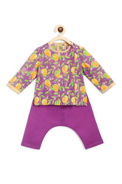 Shop Baby Boy Jhabla Set Printed Mango-Purple by Tiber Taber Kids