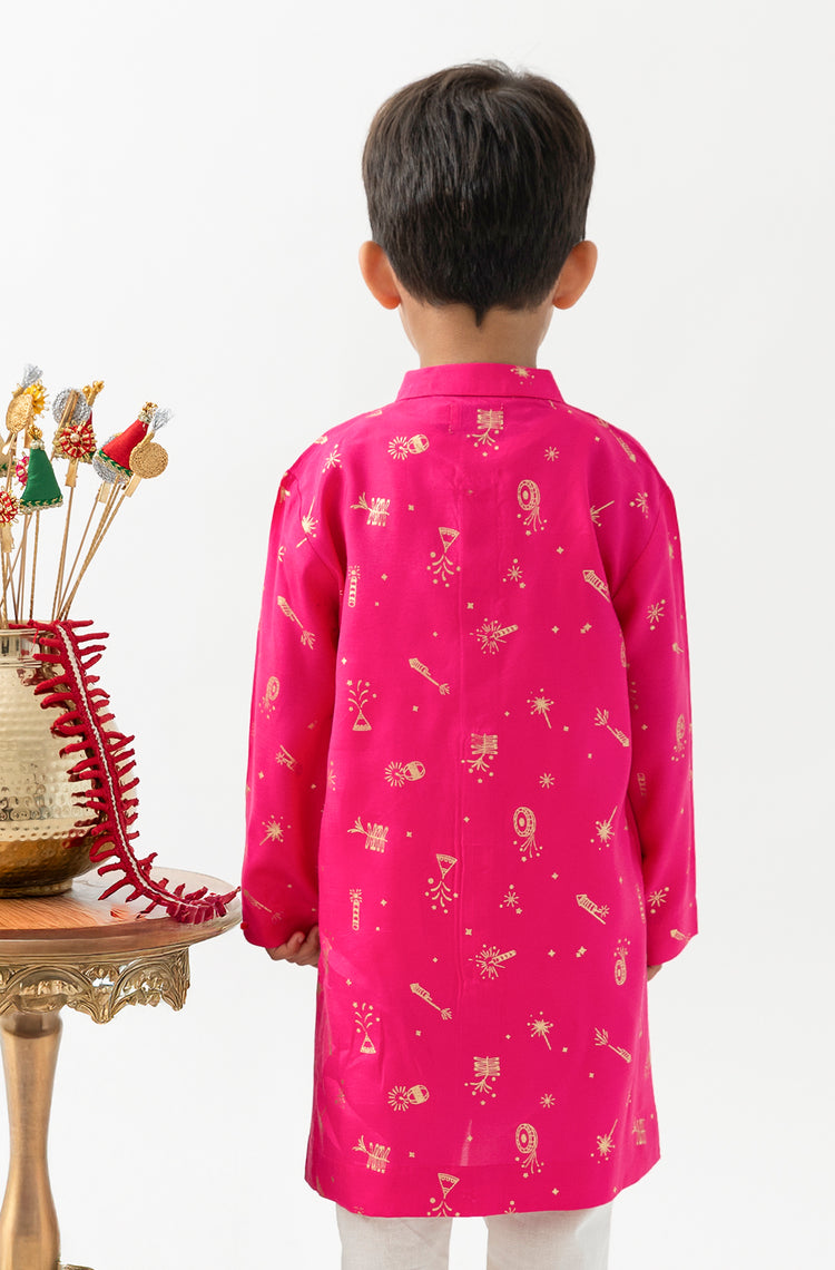 Firecracker Kurta Set Boy - Pink