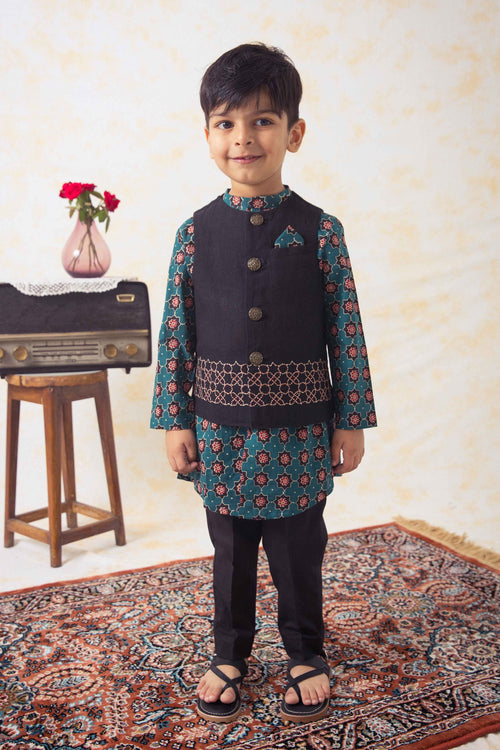 Little Maharaja Boy Bundi Set - Green