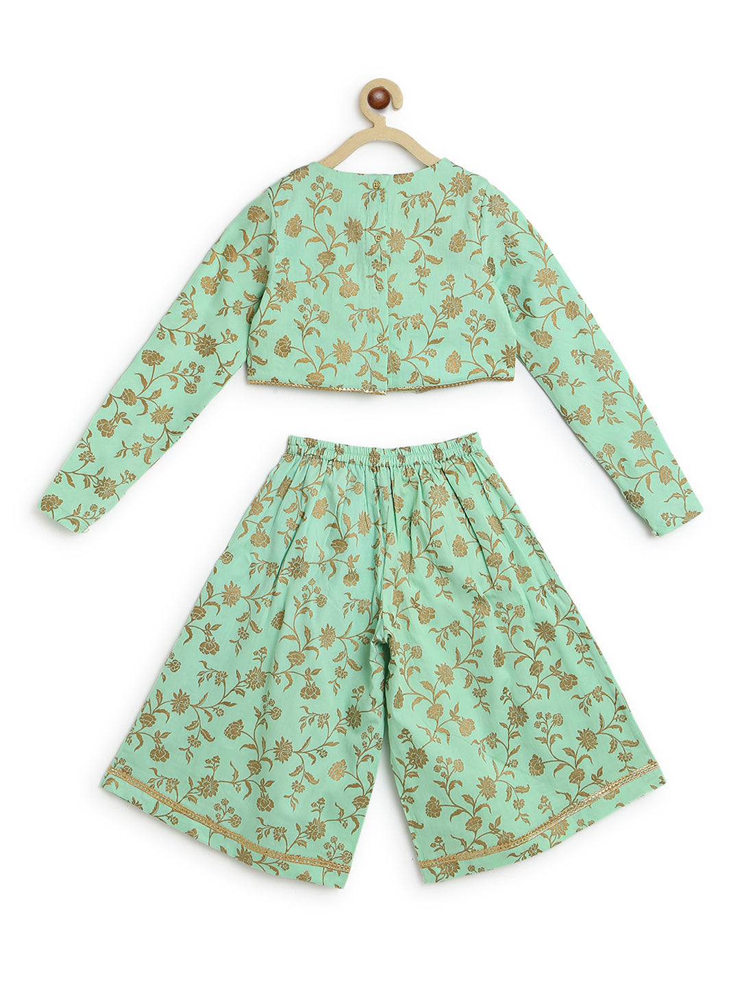 Buy Girl Ethnic Co-ord Set Embroidered- Green by Tiber Taber Kids