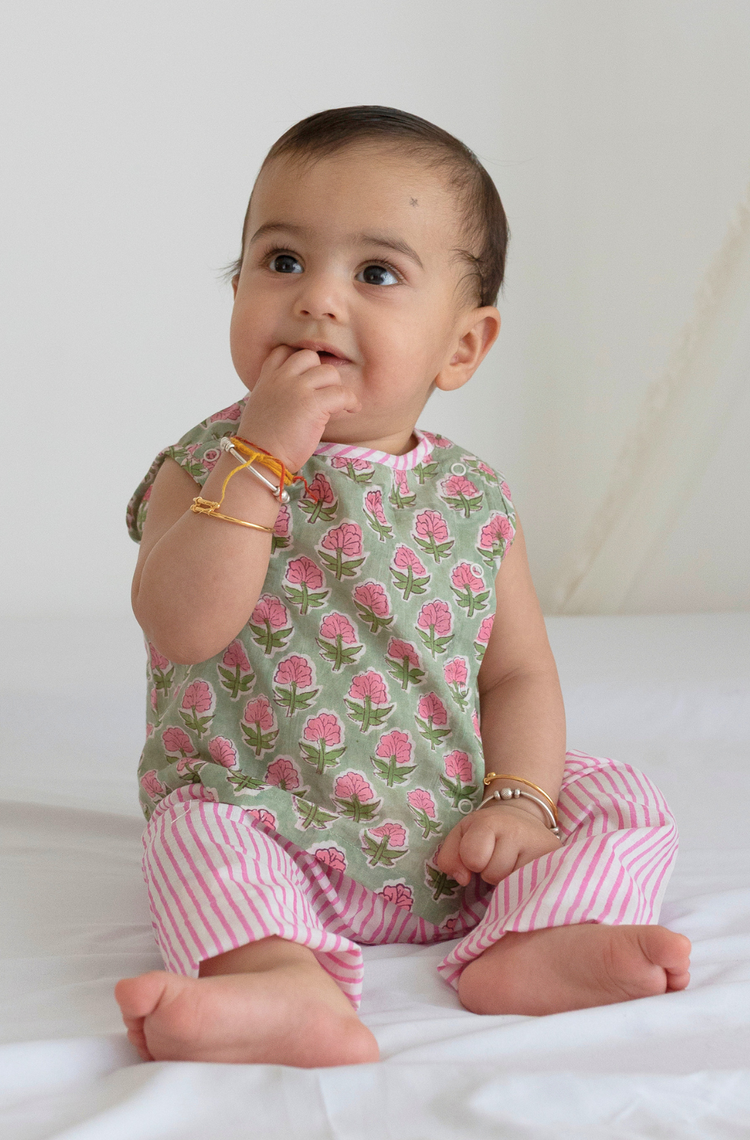 Summer Breeze Jhabla Set- Green