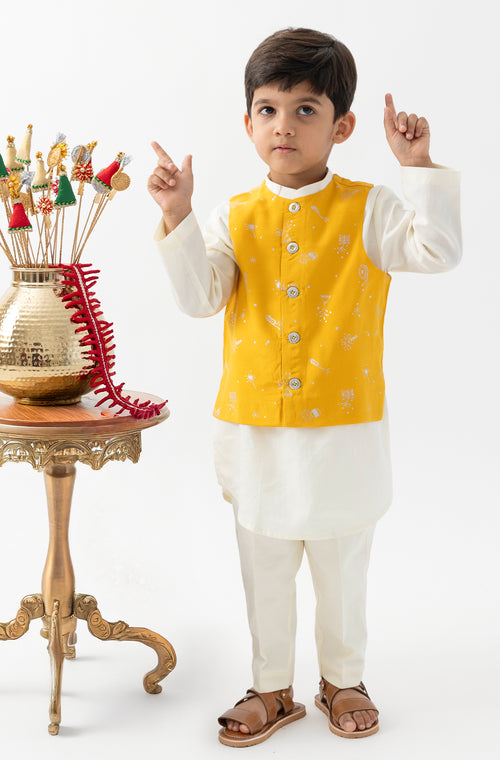 Firecracker Nehru Jacket - Yellow
