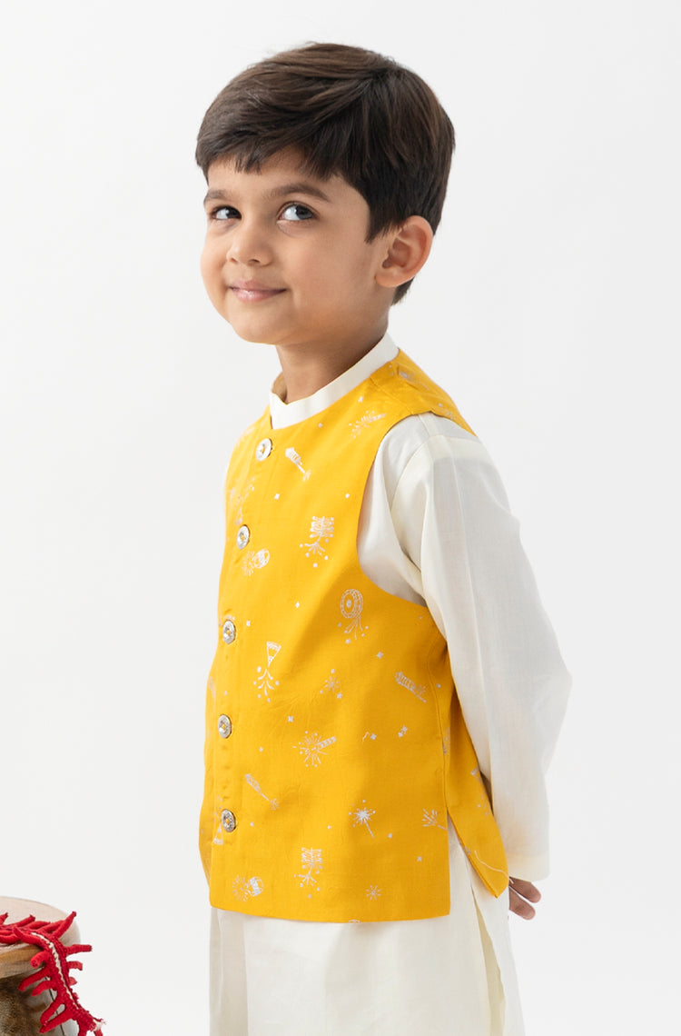 Firecracker Nehru Jacket - Yellow